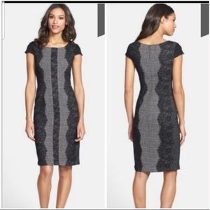 Betsy Johnson Lace Trim Tweed Sheath Dress